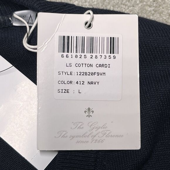 NWT Toscano Firenze Blue Cardigan Sweater Mens Large 100% Cotton Grandpa Preppy - Picture 6 of 8